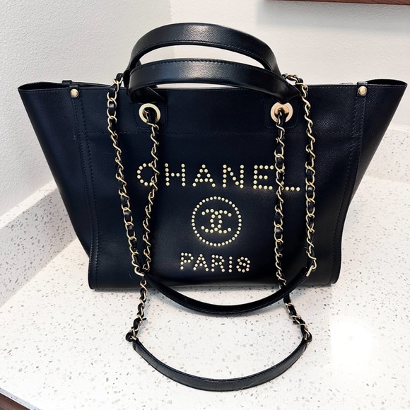 #113 - Chanel Deauville Tote Studded Caviar! - Picture 4 of 16